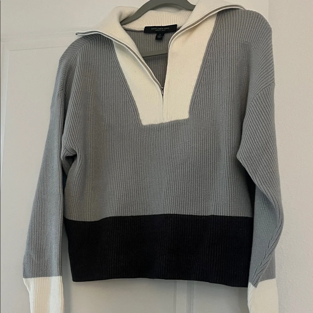 Marc New York Gray and Black Zip-Up Sweater never worn sz M - Picture 1 of 4